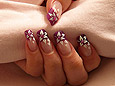  Airbrush leaves motive with micro beads - Nail art 103