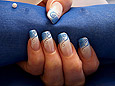  Airbrush french motive with nail lacquer in blue-glitter