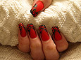  Nail motive with airbrush colours in red and black