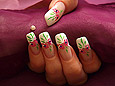  Blumen French Motiv mit Airbrush-Farben - Airbrush Nailart Motiv 071